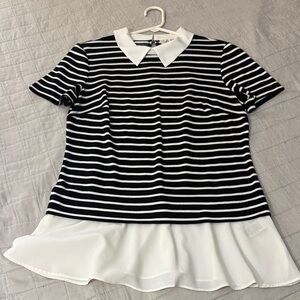 ECI Black and White Striped Blouse